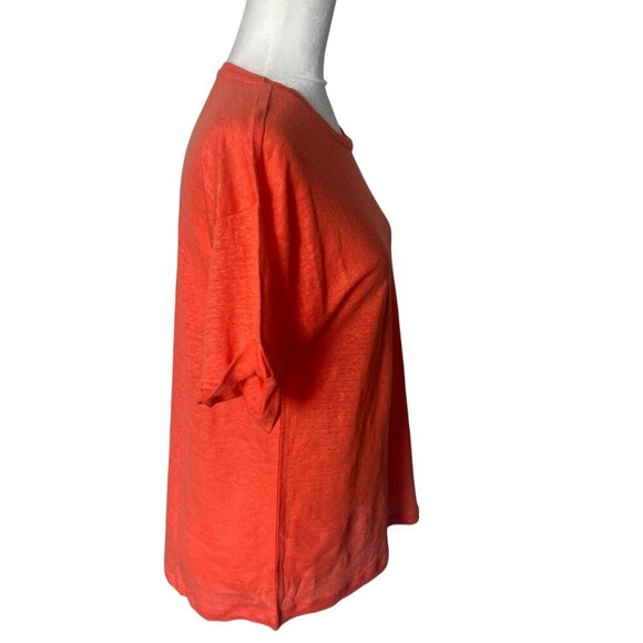 J.Crew 100% Linen Tee Crew Neck Orange Color Size Large - Picture 5 of 10